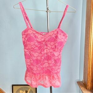True Freedom Hot Pink Lace Cami Top